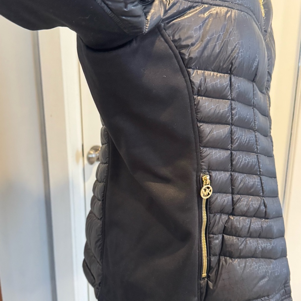 Michael Kors, black down puffer, parka fur lined hood coat jacket, XL - Picture 12 of 15